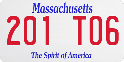 MA license plate 201TO6