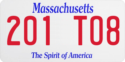 MA license plate 201TO8
