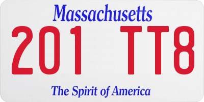 MA license plate 201TT8