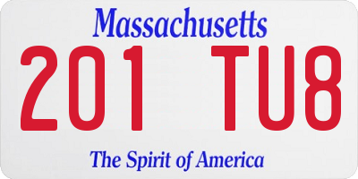 MA license plate 201TU8