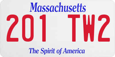 MA license plate 201TW2
