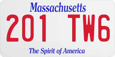 MA license plate 201TW6