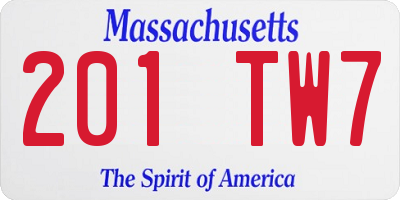MA license plate 201TW7