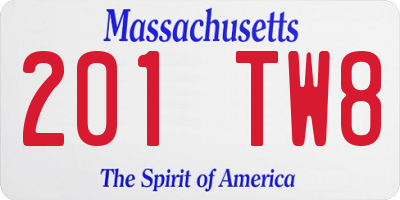 MA license plate 201TW8