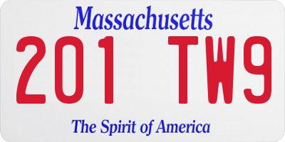 MA license plate 201TW9