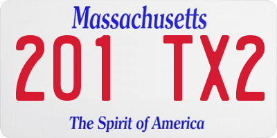 MA license plate 201TX2