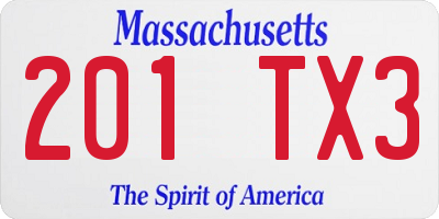 MA license plate 201TX3