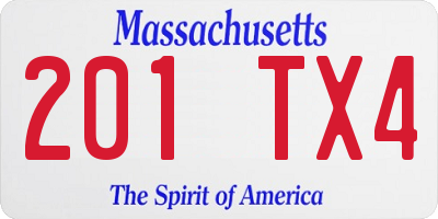 MA license plate 201TX4