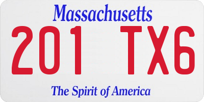 MA license plate 201TX6