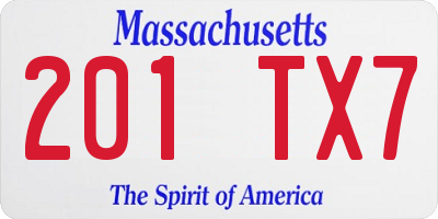 MA license plate 201TX7
