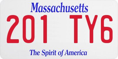 MA license plate 201TY6