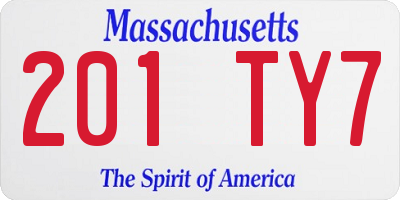 MA license plate 201TY7
