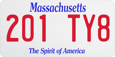 MA license plate 201TY8