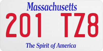 MA license plate 201TZ8