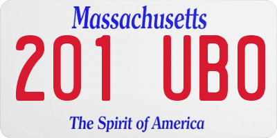 MA license plate 201UB0