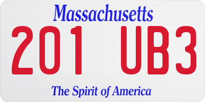 MA license plate 201UB3