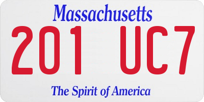 MA license plate 201UC7
