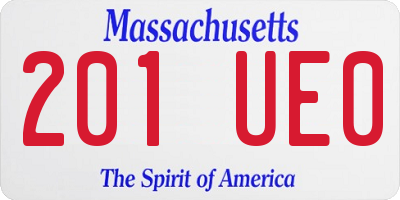MA license plate 201UE0