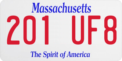 MA license plate 201UF8