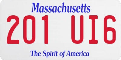MA license plate 201UI6