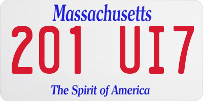 MA license plate 201UI7