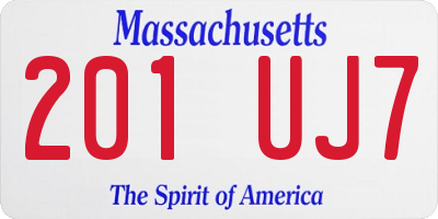 MA license plate 201UJ7