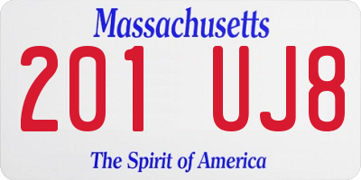 MA license plate 201UJ8