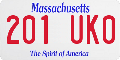 MA license plate 201UK0