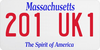 MA license plate 201UK1