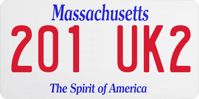 MA license plate 201UK2