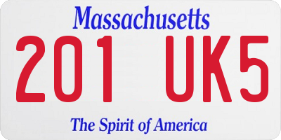 MA license plate 201UK5