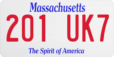 MA license plate 201UK7