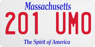 MA license plate 201UM0