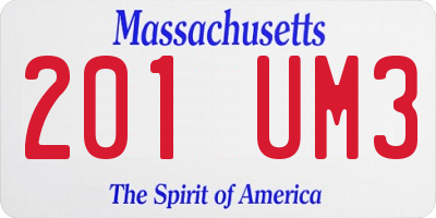 MA license plate 201UM3