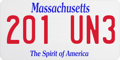 MA license plate 201UN3