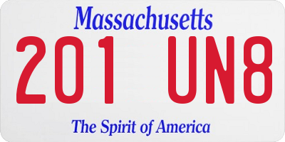 MA license plate 201UN8