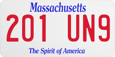 MA license plate 201UN9