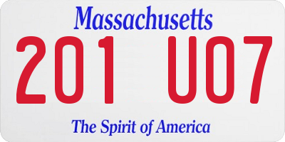 MA license plate 201UO7