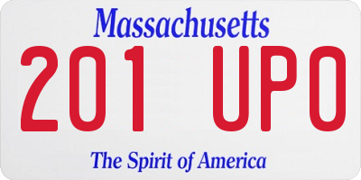 MA license plate 201UP0