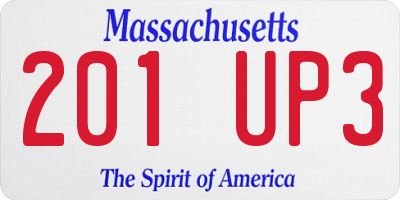 MA license plate 201UP3