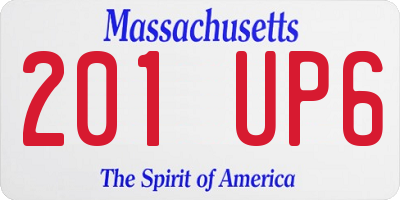 MA license plate 201UP6