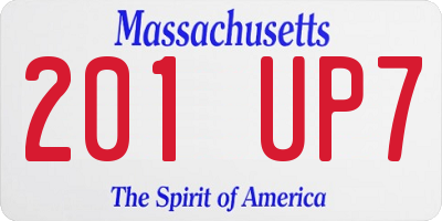 MA license plate 201UP7