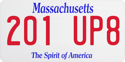 MA license plate 201UP8