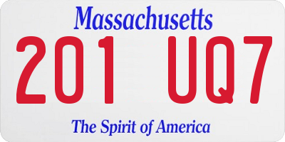 MA license plate 201UQ7