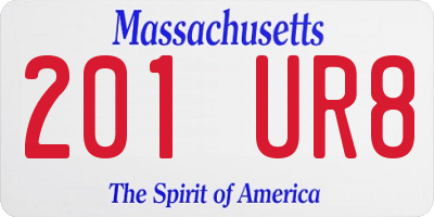 MA license plate 201UR8