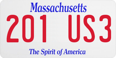 MA license plate 201US3