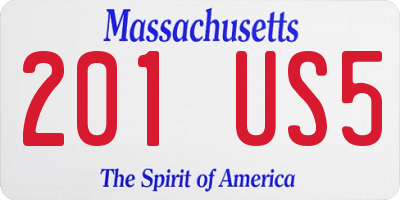 MA license plate 201US5