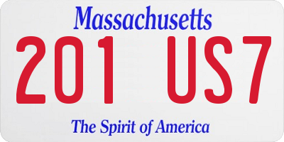 MA license plate 201US7