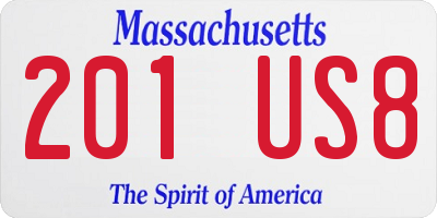 MA license plate 201US8