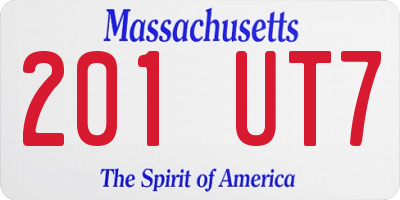 MA license plate 201UT7